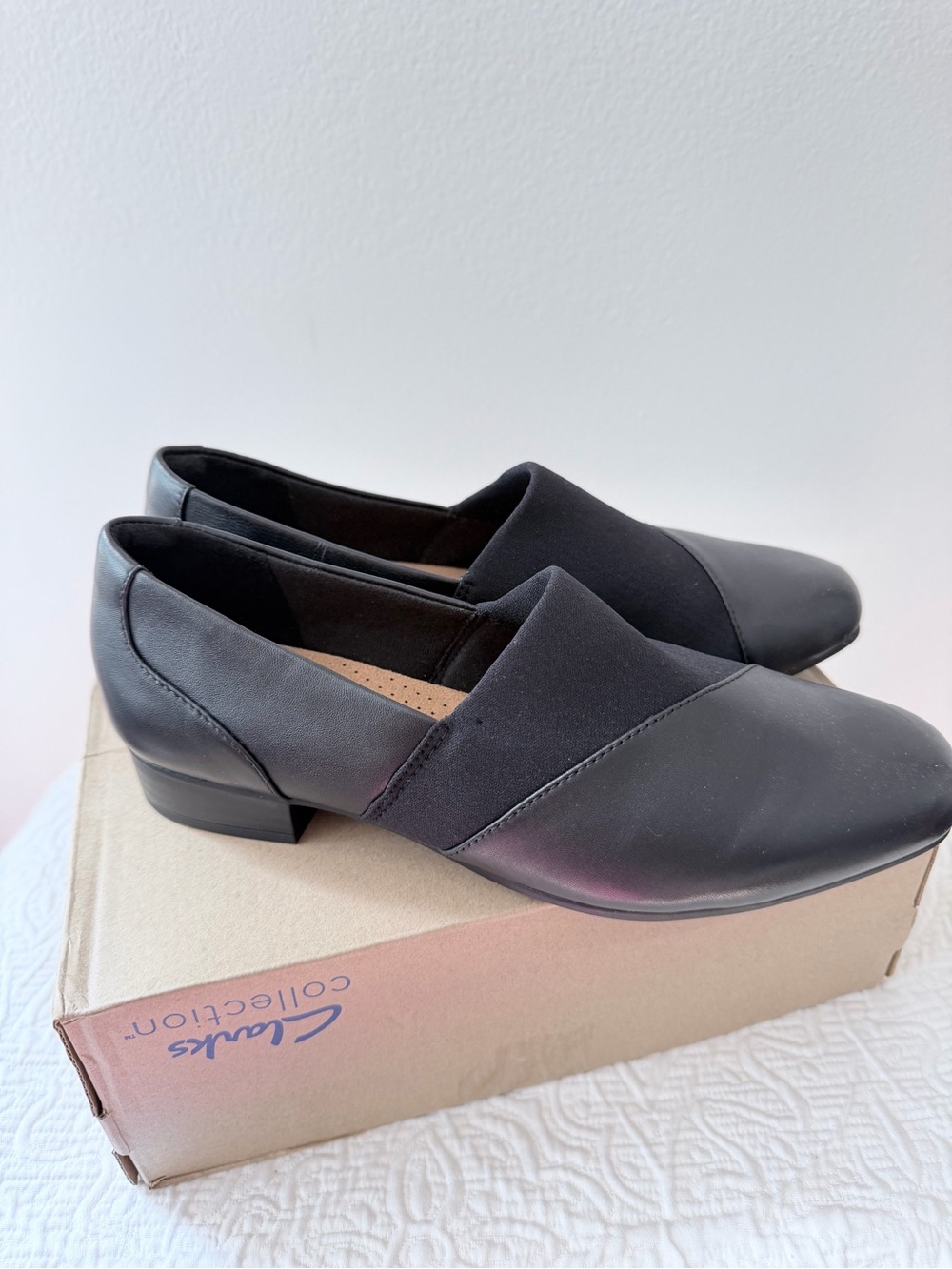 Clarks Juliet Gem Womens 8.5 W Black Leather Slip On Loafers Flats Shoes New - Picture 4 of 8